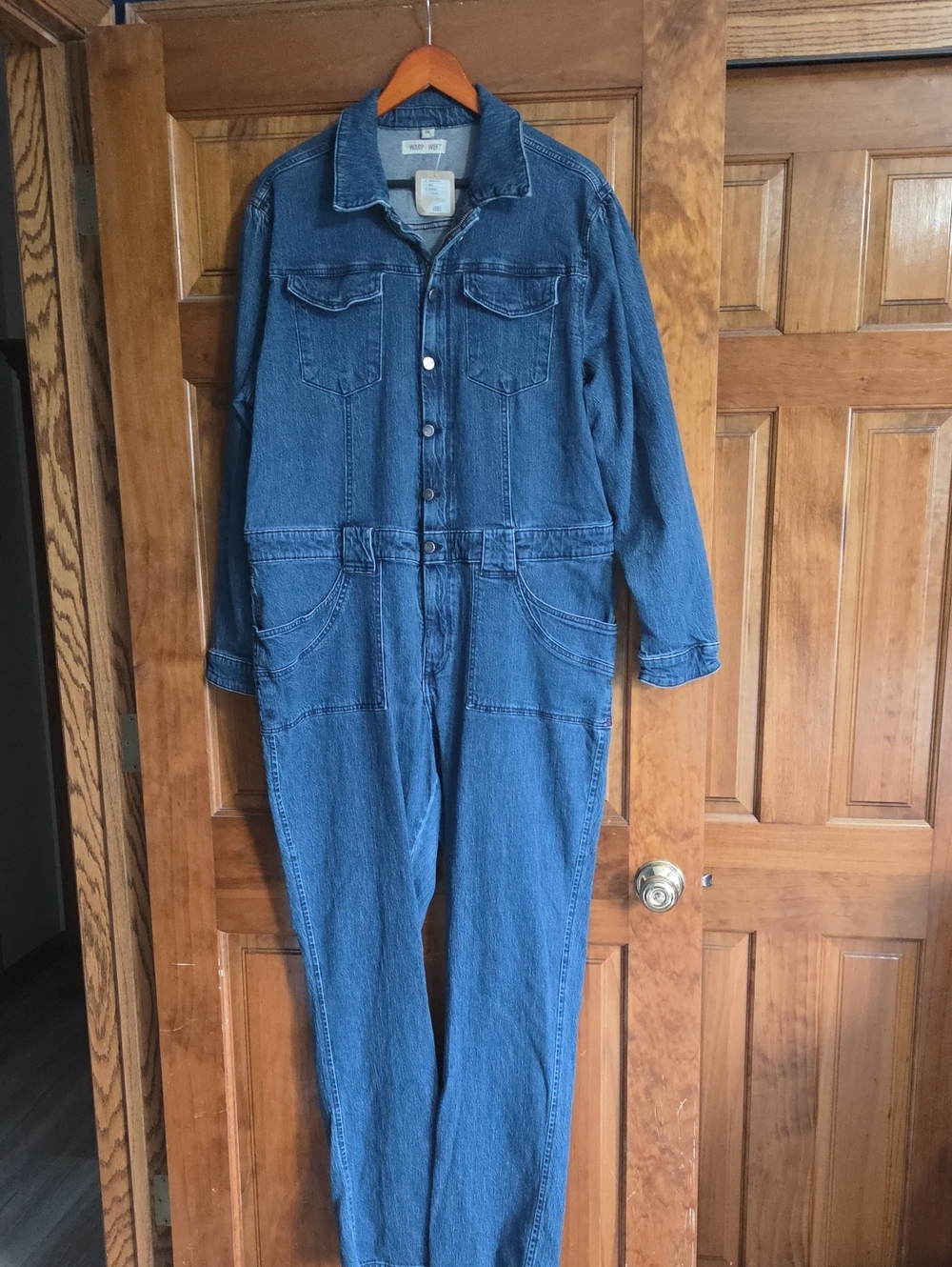 Anthropology Warp + Weft Blue Denim Coverall Jumpsuit